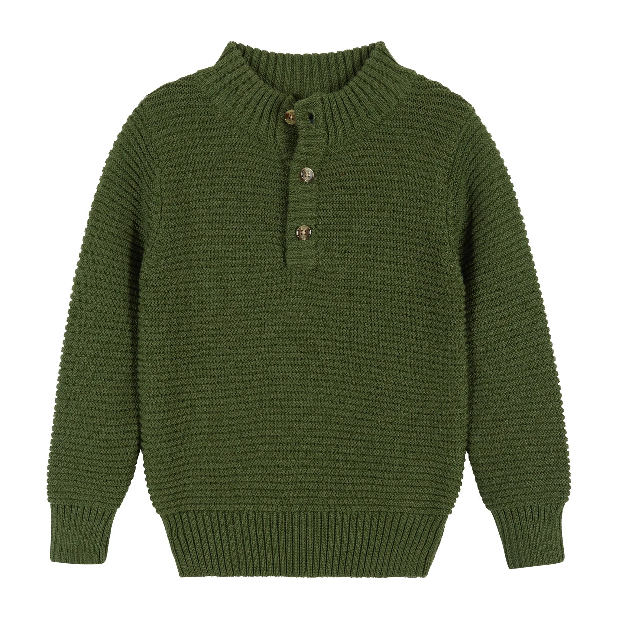 3-Piece Half Button-Up Sweater Set | Green