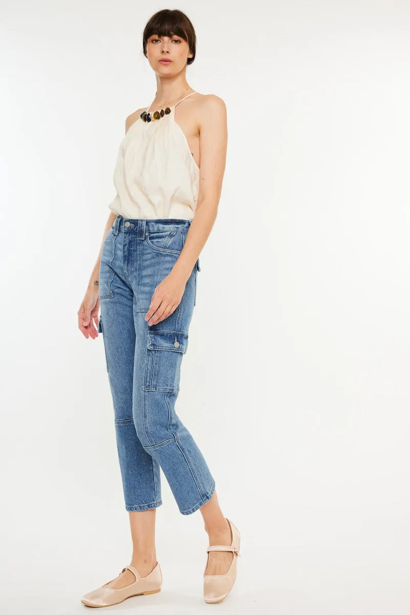 Aaliyah High Rise Slim Straight Leg Cargo Jeans