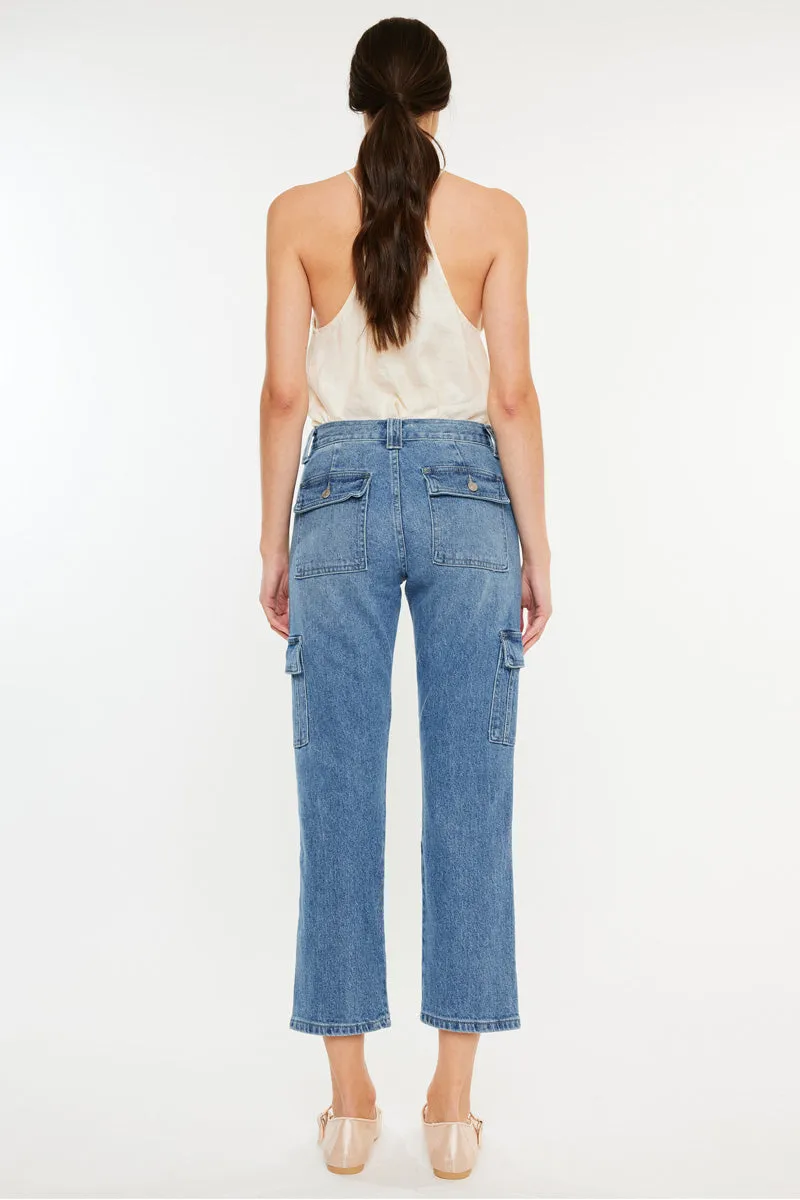 Aaliyah High Rise Slim Straight Leg Cargo Jeans