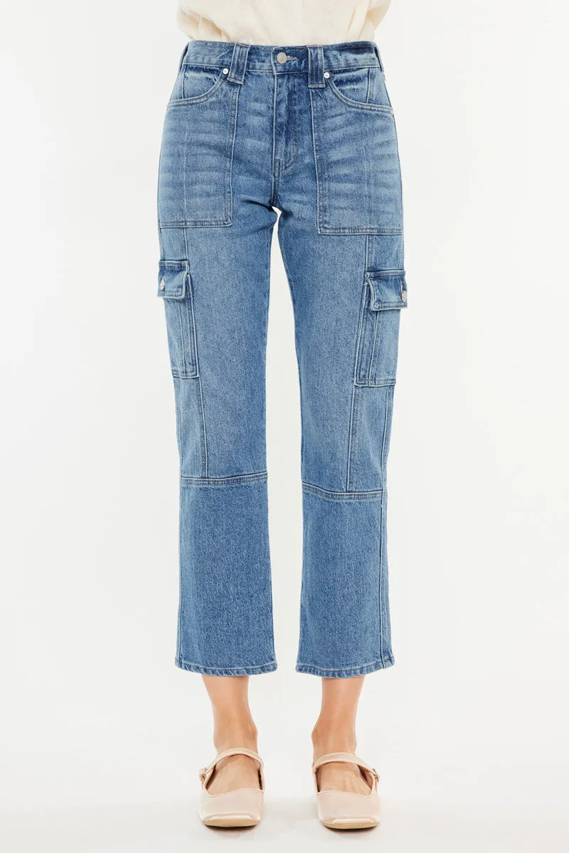 Aaliyah High Rise Slim Straight Leg Cargo Jeans