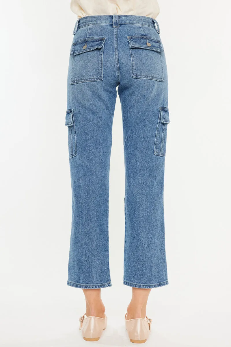 Aaliyah High Rise Slim Straight Leg Cargo Jeans