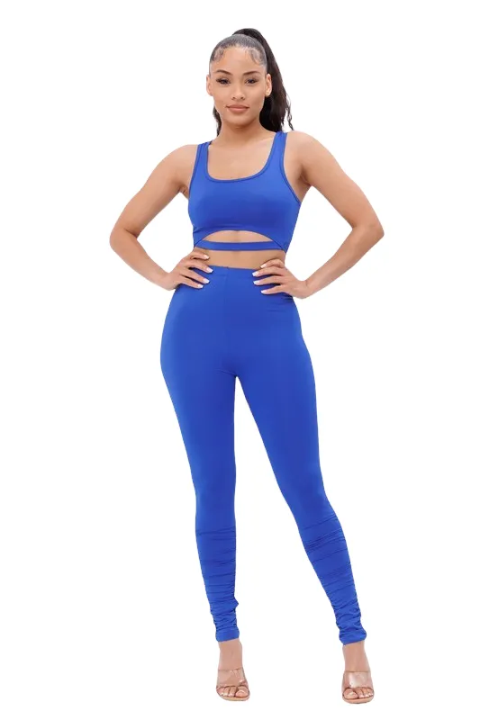 Adrein Royal Blue Leggings 2 Piece Set