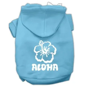 Aloha Flower Screen Print Pet Hoodies Baby Blue Size Med (12)