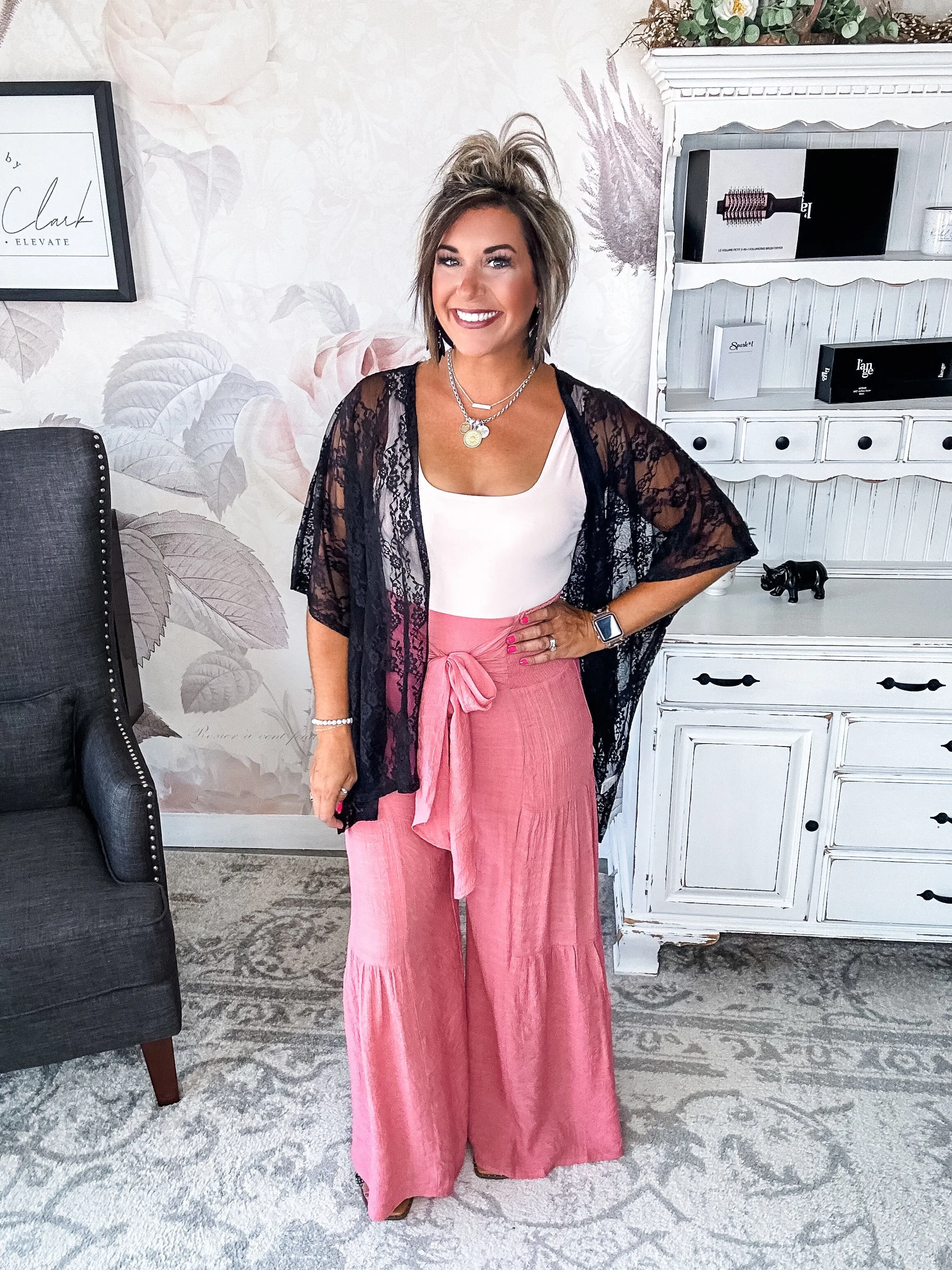 Ampersand Avenue Tiered Boho Pants - Pink