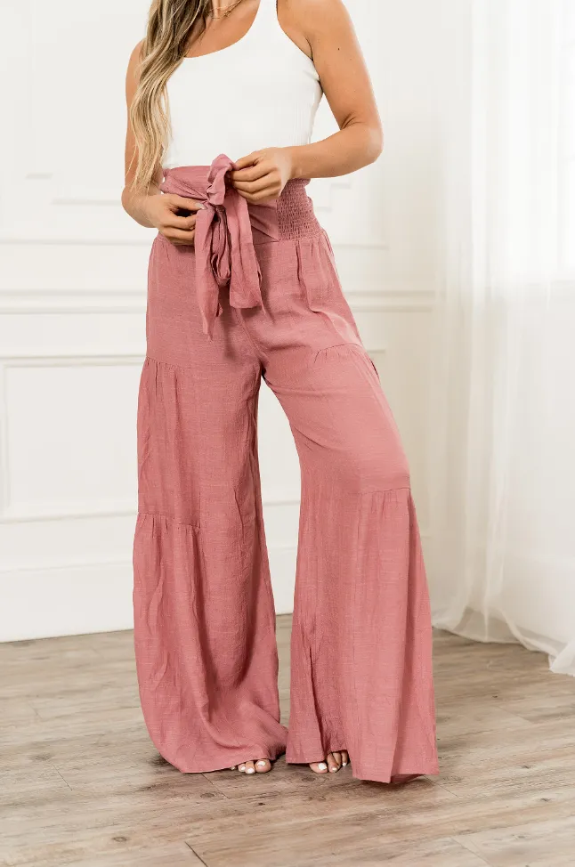 Ampersand Avenue Tiered Boho Pants - Pink