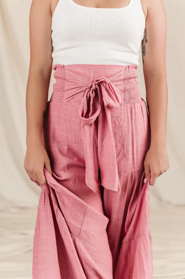 Ampersand Avenue Tiered Boho Pants - Pink