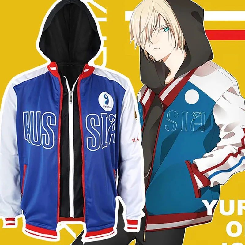 Anime YURI on ICE Yuri Plisetsky Victor Nikiforov Sweater Coat Pants and Warm Hooded Velvet Cosplay Outfits