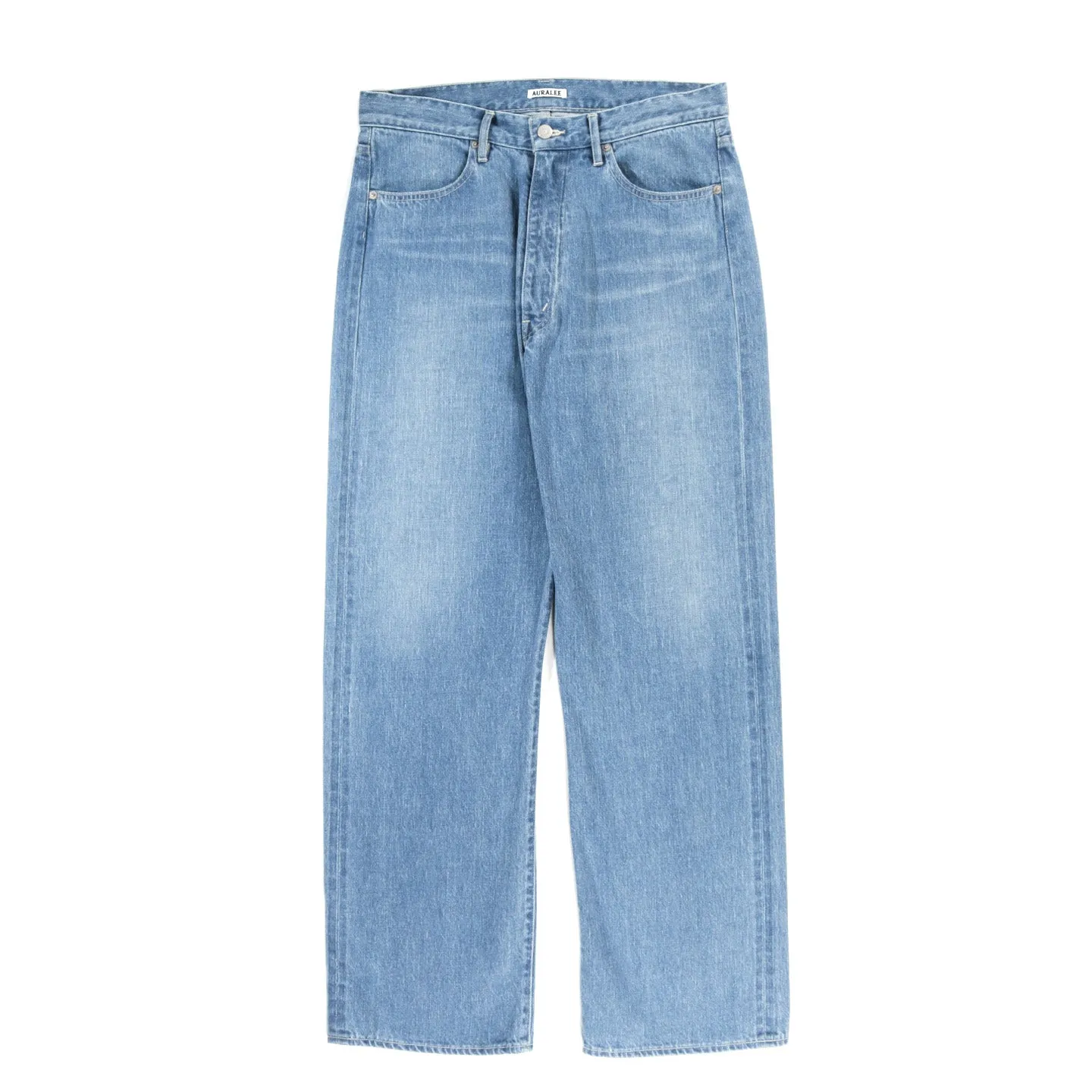 AURALEE SELVEDGE FADED LIGHT DENIM PANTS LIGHT INDIGO