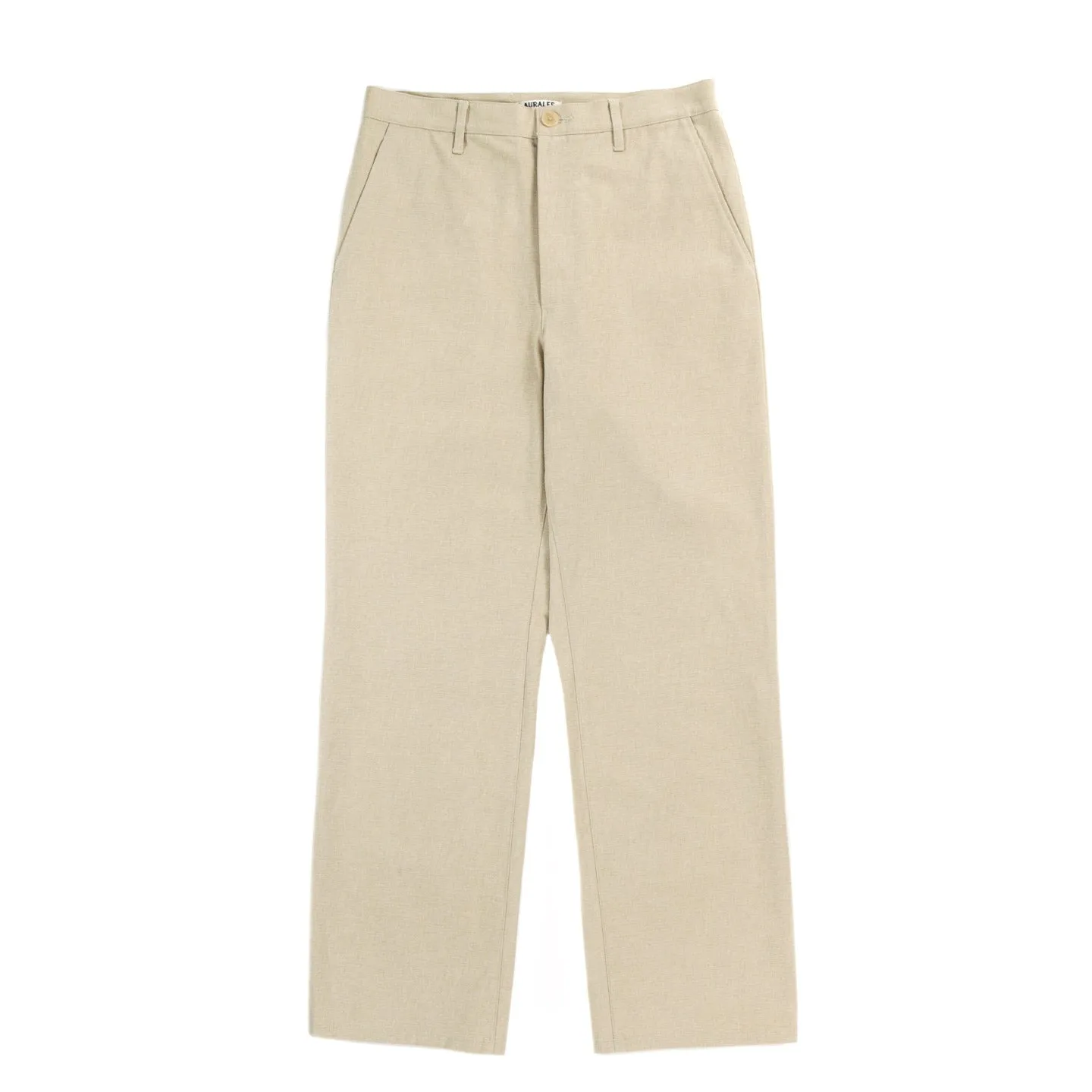 AURALEE WASHED HARD TWIST CANVAS PANTS KHAKI BEIGE