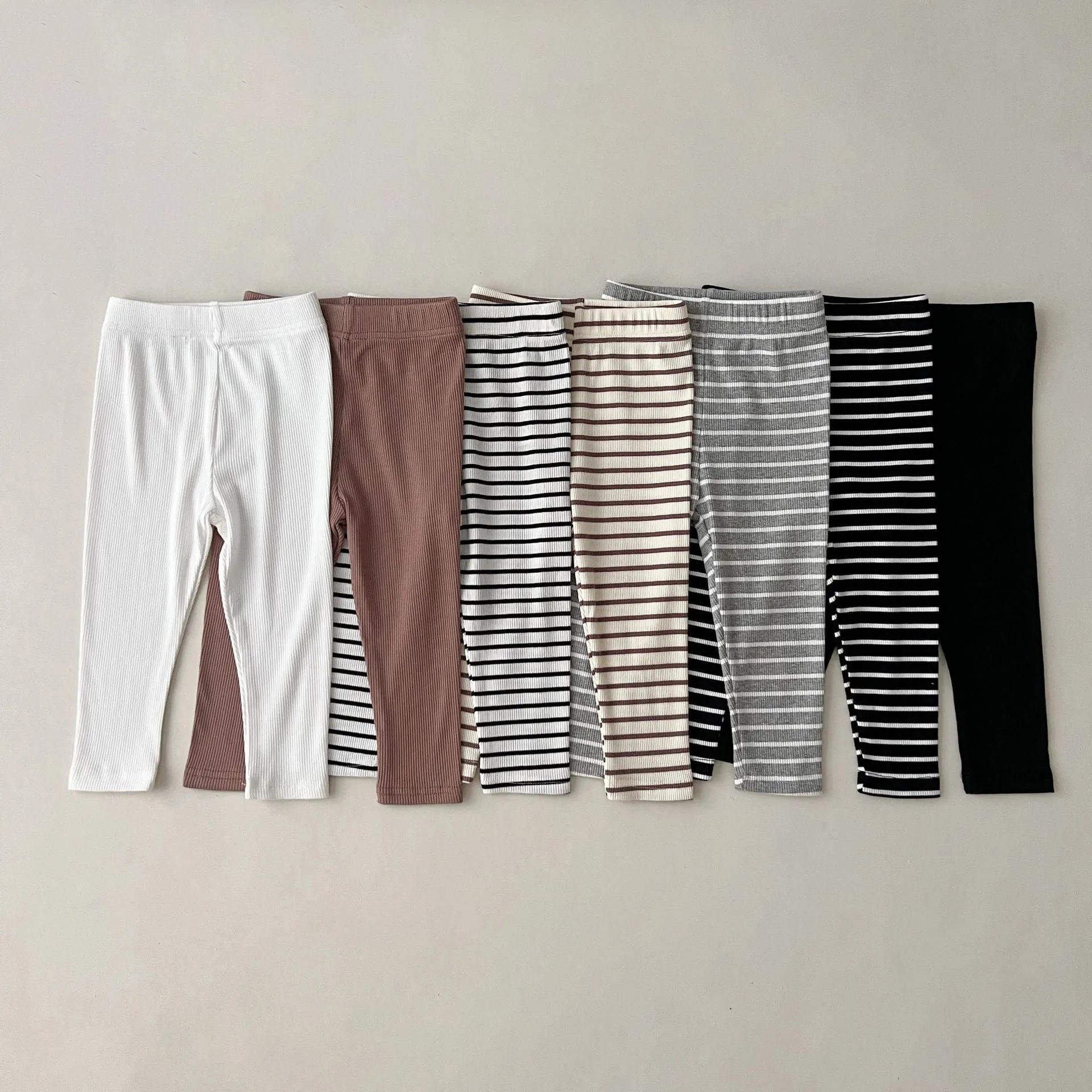 Baby Kid Girls Solid Color Striped Pants Leggings Wholesale 23113058