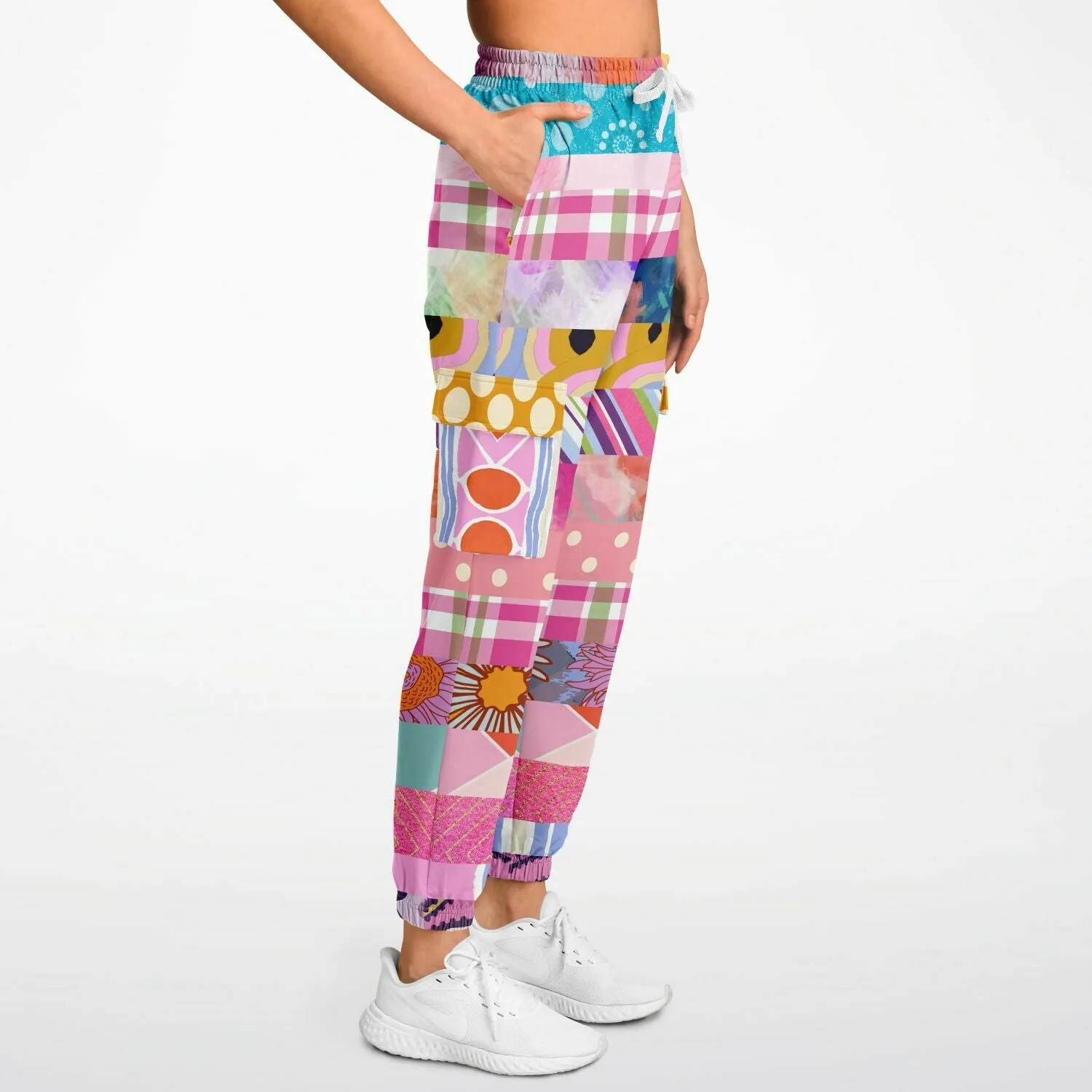 Bahama Mama Pink Floral Patchwork Unisex Cargo Sweats