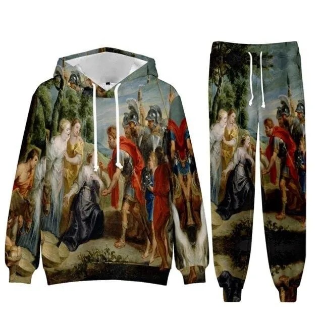 Baroque Church Luxury Men's Tracksuit Hoodies Pants Jogging Sweatpants Sets Winter Fleece Jogger Sports Suit Sweatshirt