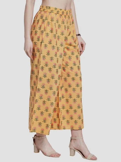 Beautiful Yellow Palazzo Pants With Design