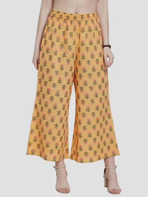 Beautiful Yellow Palazzo Pants With Design