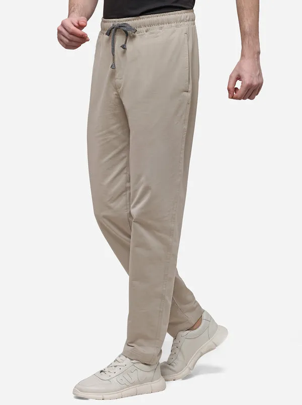 Beige Regular Fit Solid Track Pants | JadeBlue