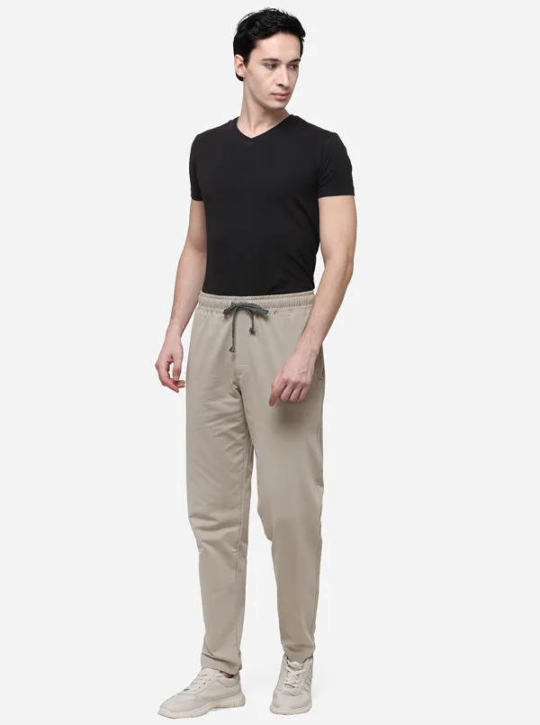 Beige Regular Fit Solid Track Pants | JadeBlue