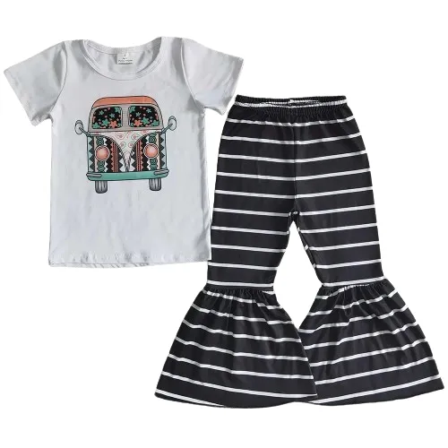 Black & White Groovy Van - Western Bell Bottom Outfit Kids