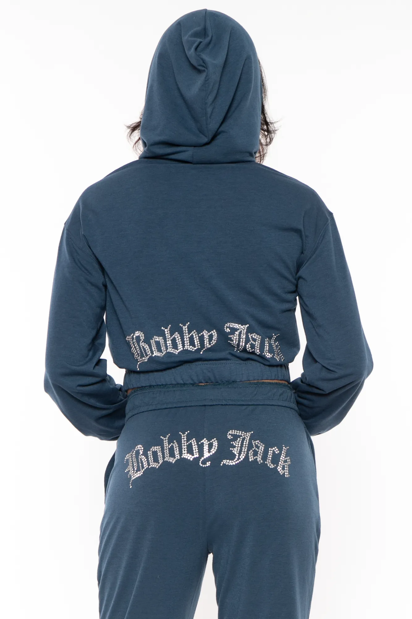 Bobby Jack Rhinestone Hoodie & Pant Set  - Navy