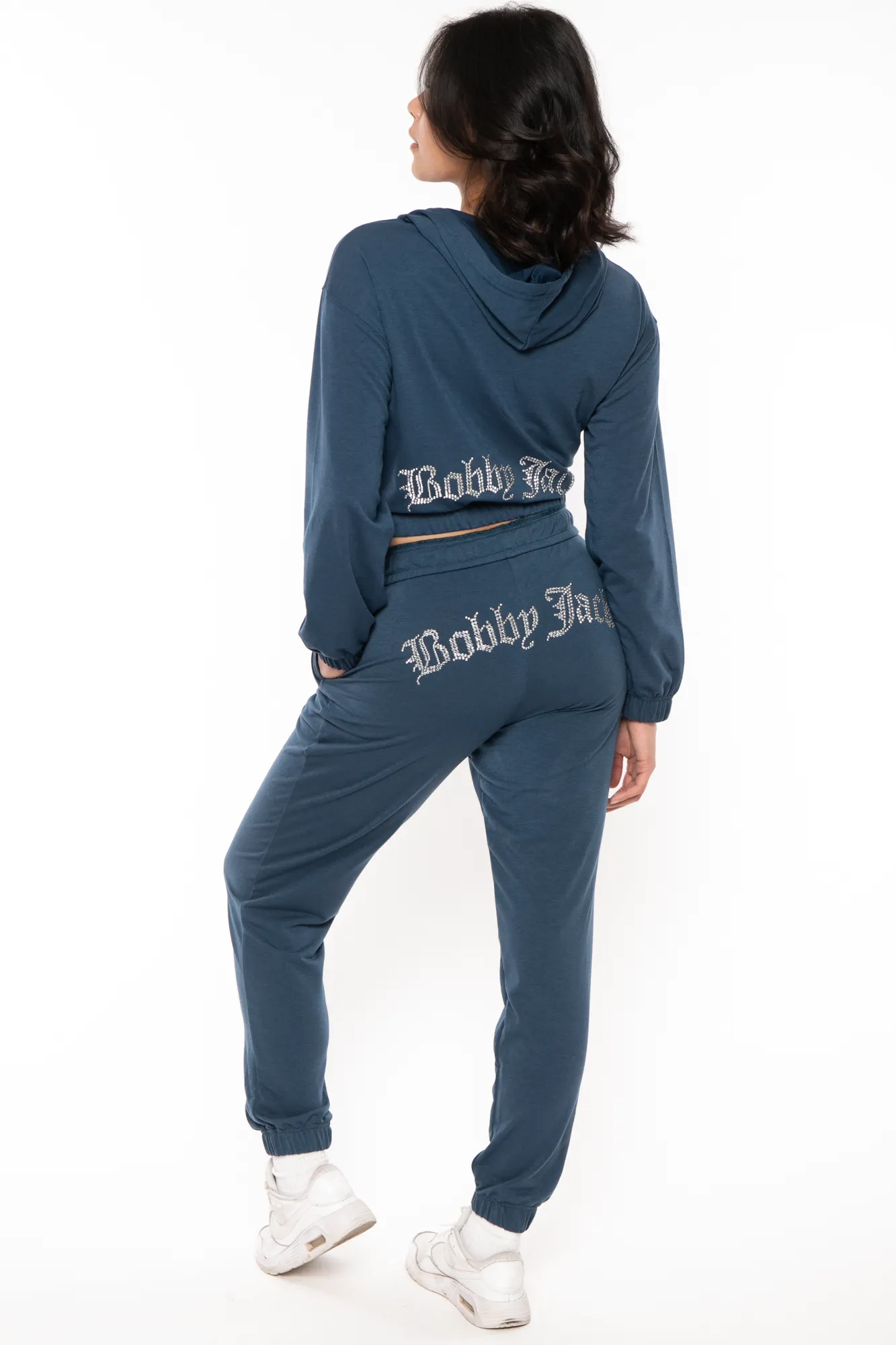 Bobby Jack Rhinestone Hoodie & Pant Set  - Navy