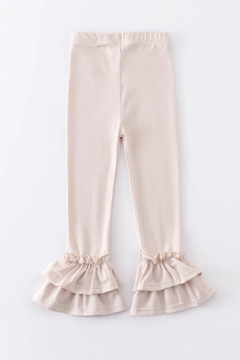 Bone ruffle double layered pants