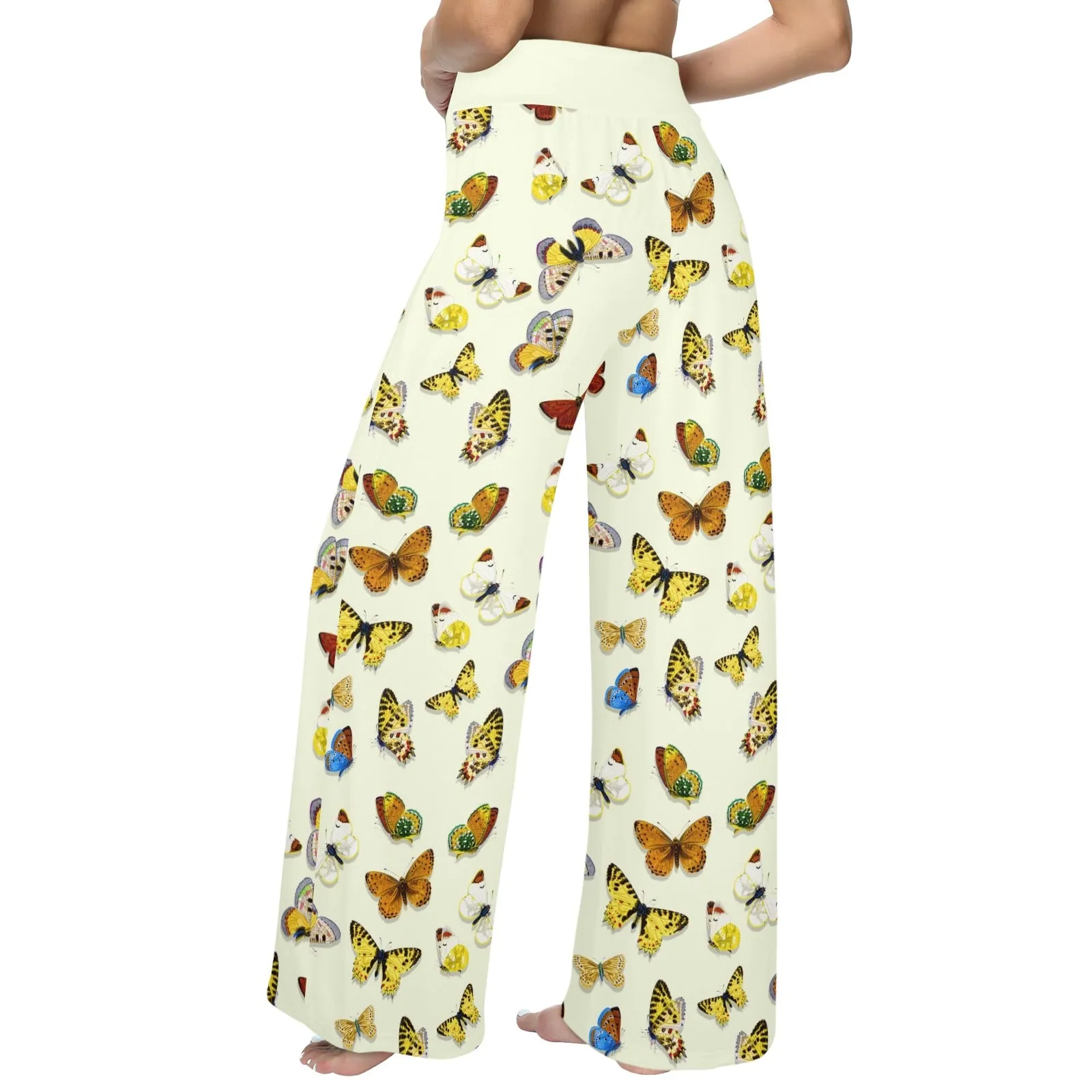 Butterfly on Wheat Women's Wide Leg Lounge Pants