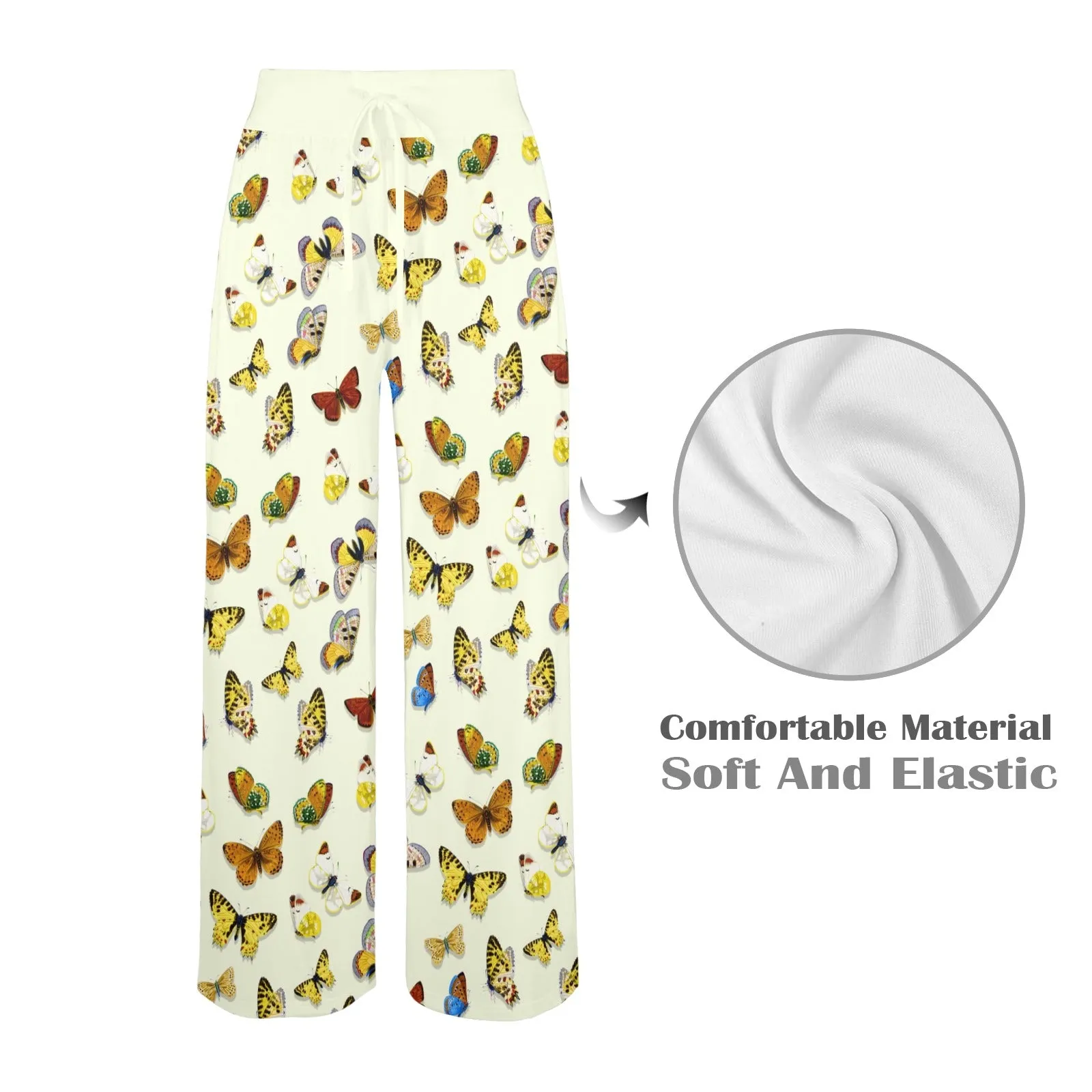 Butterfly on Wheat Women's Wide Leg Lounge Pants