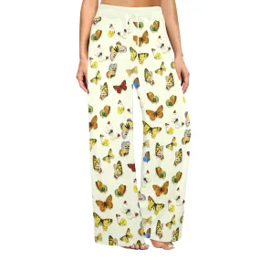 Butterfly on Wheat Women's Wide Leg Lounge Pants