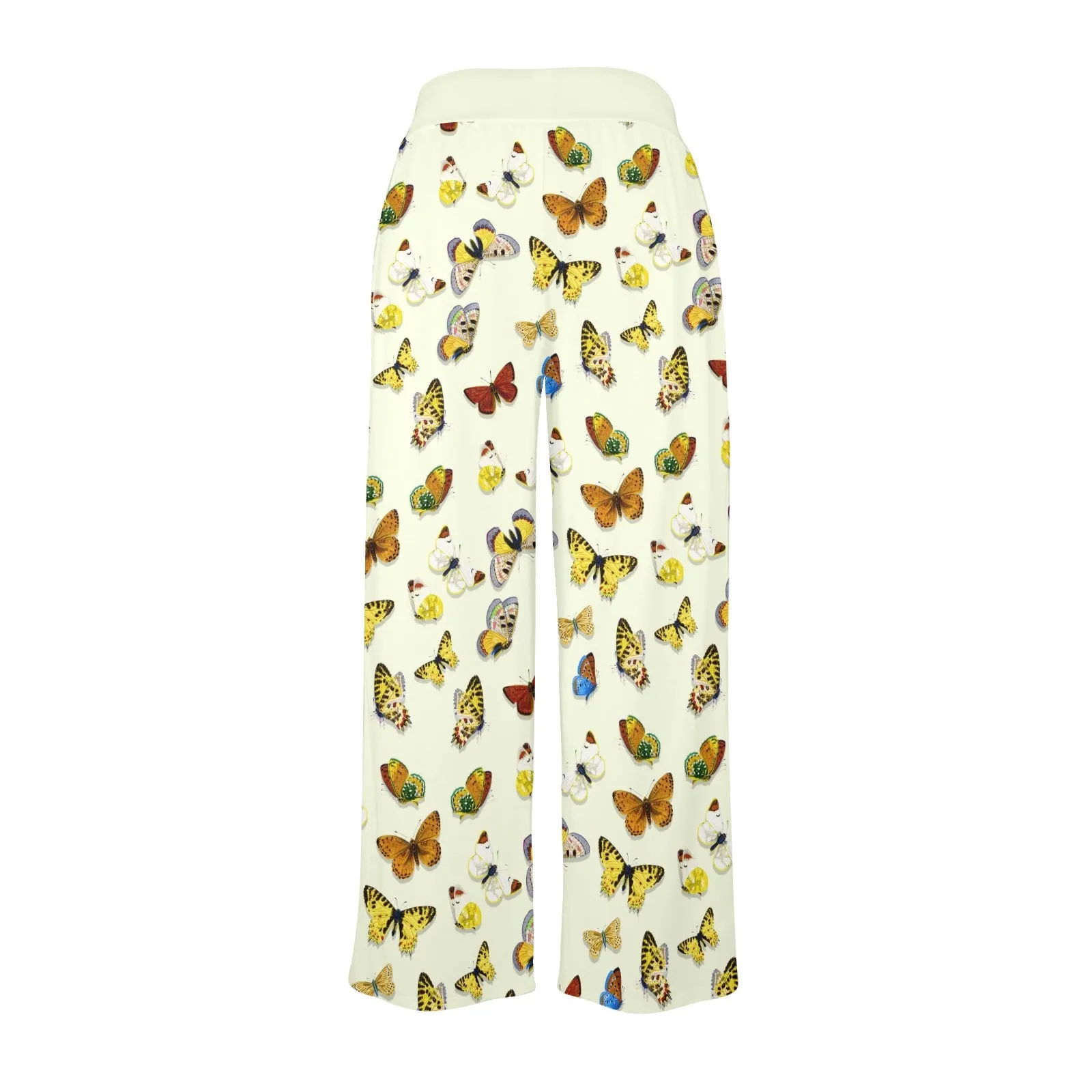 Butterfly on Wheat Women's Wide Leg Lounge Pants