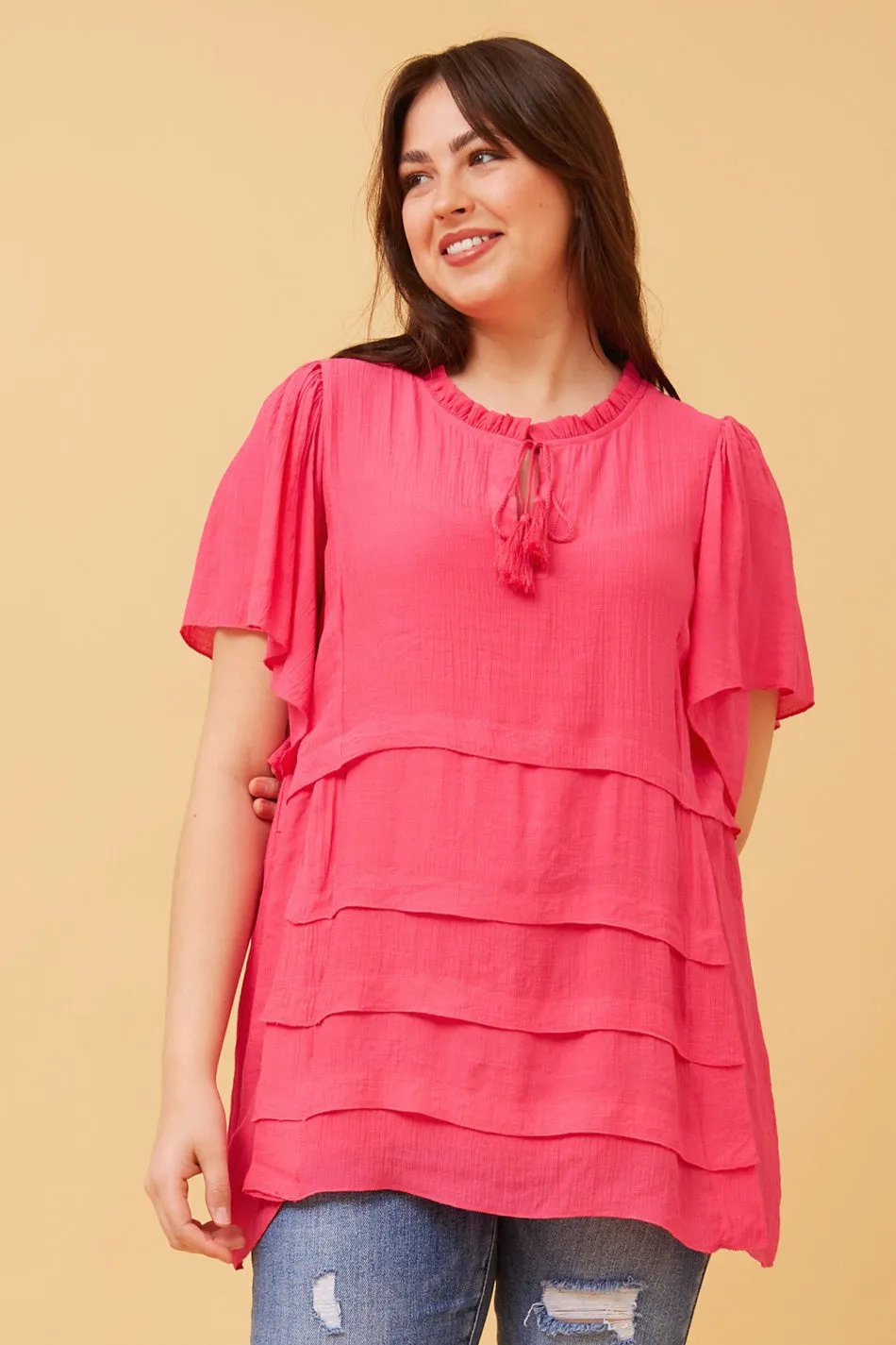 COLLETTE FRILL NECK TOP