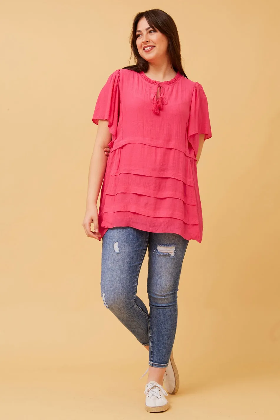 COLLETTE FRILL NECK TOP