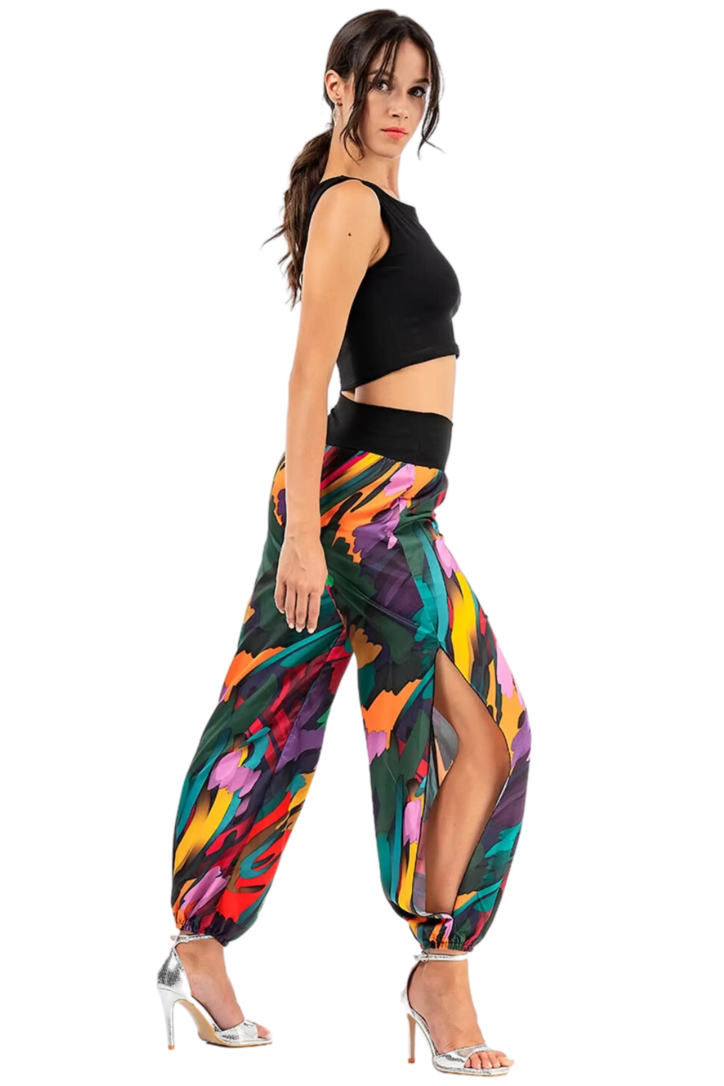 Colorful Satin Tango Gathered Tango Pants