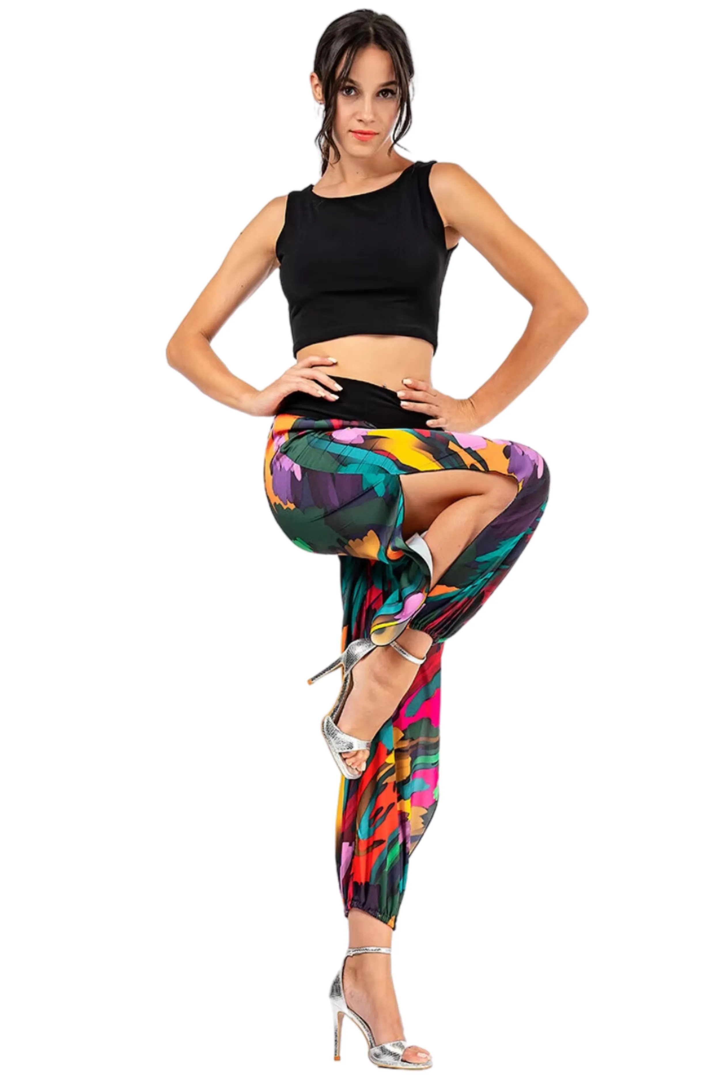 Colorful Satin Tango Gathered Tango Pants