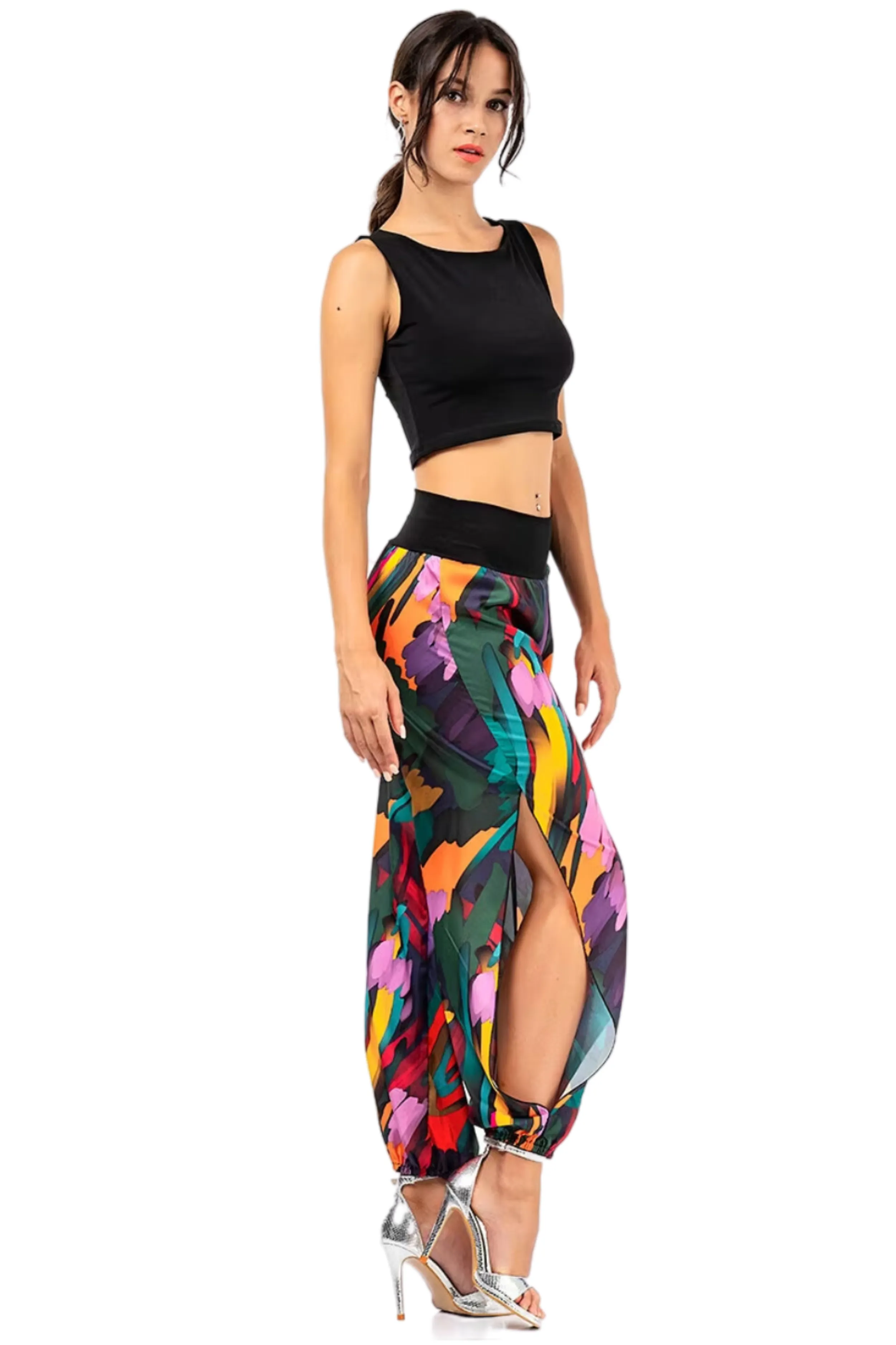 Colorful Satin Tango Gathered Tango Pants