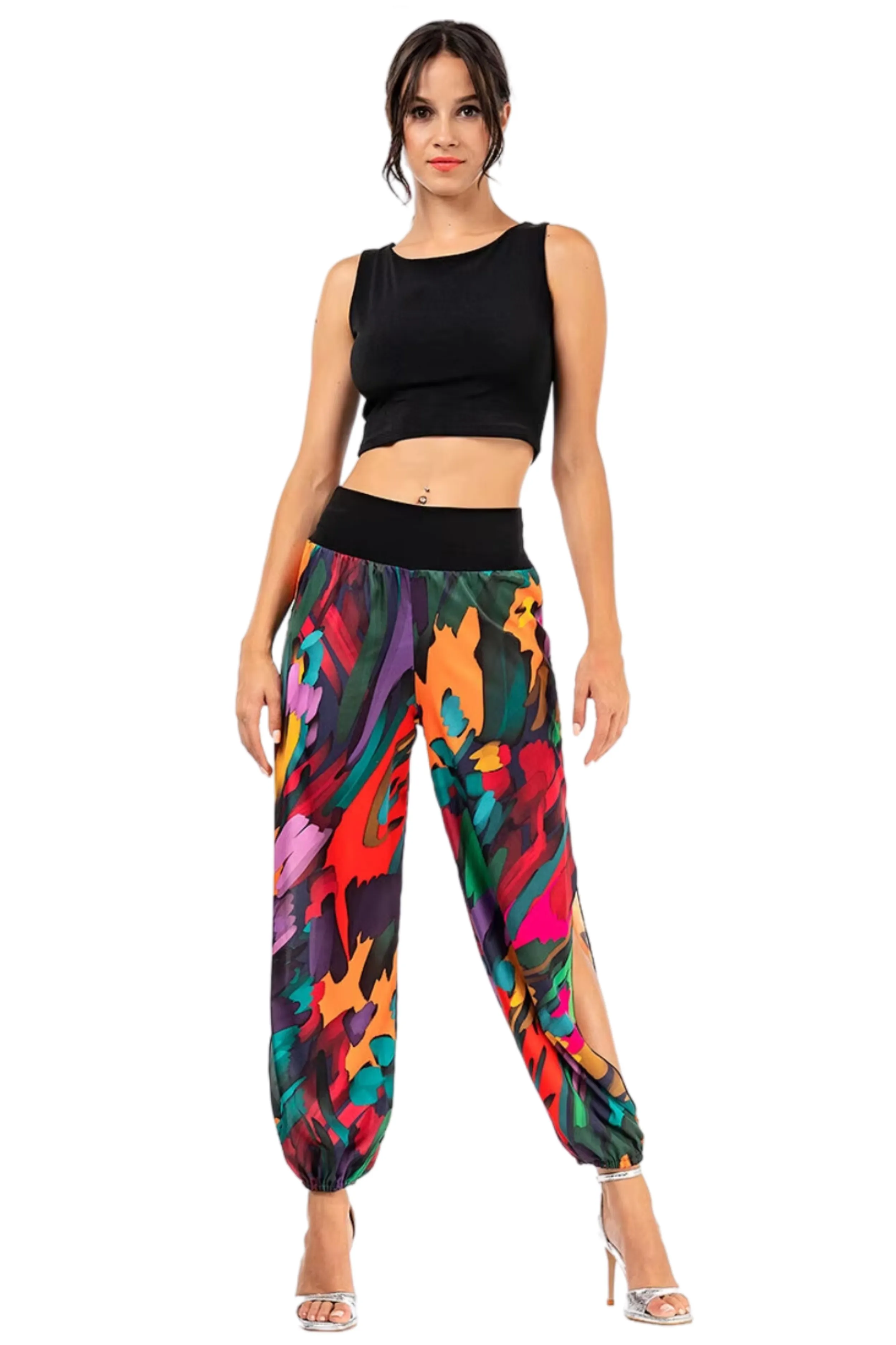 Colorful Satin Tango Gathered Tango Pants