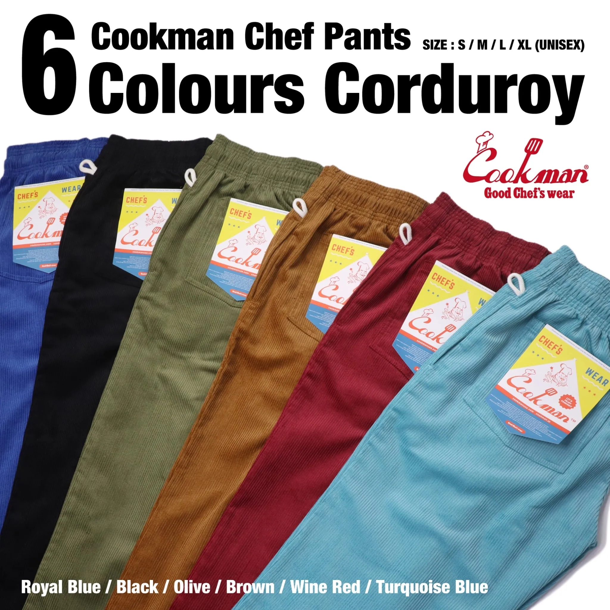 Cookman Chef Pants - Corduroy : Turquoise Blue