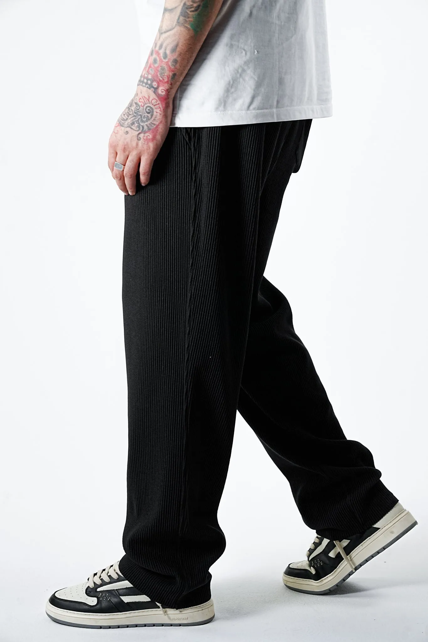 Cords Jet Black Wide Fit Pants