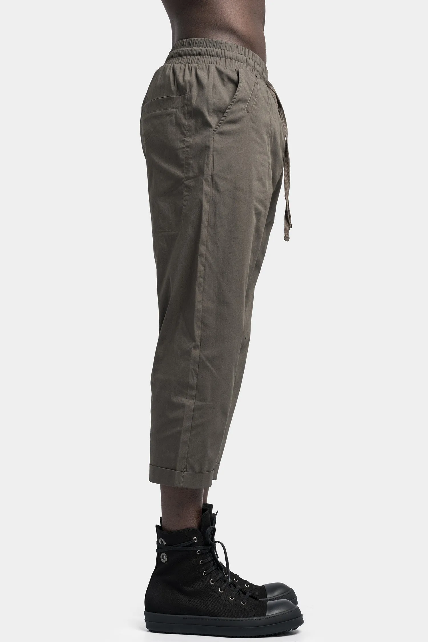 Cotton blend cropped pants, Ivy green