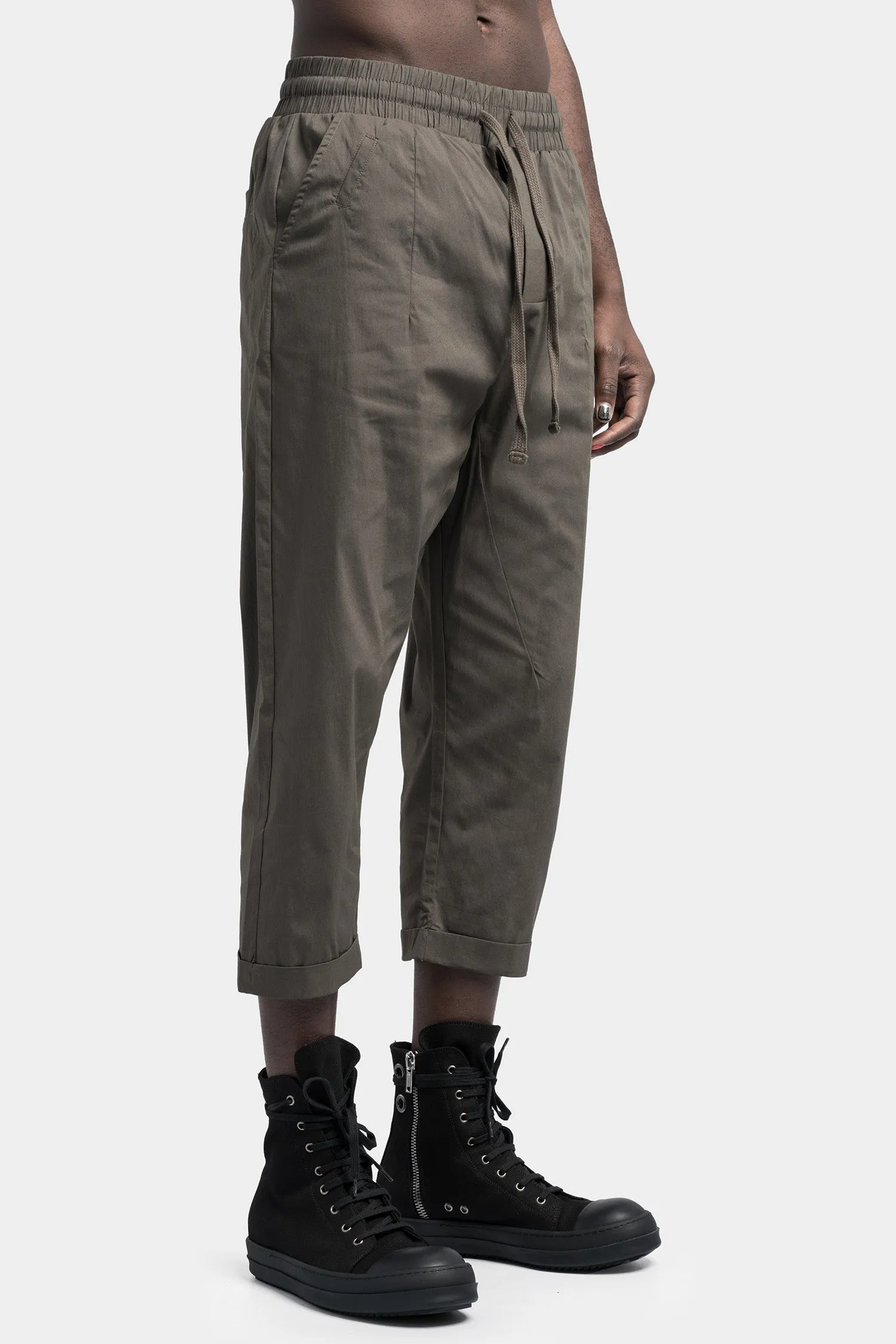 Cotton blend cropped pants, Ivy green