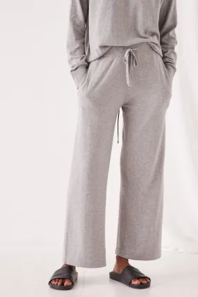 Cotton Cashmere Wide Leg Grey Pant