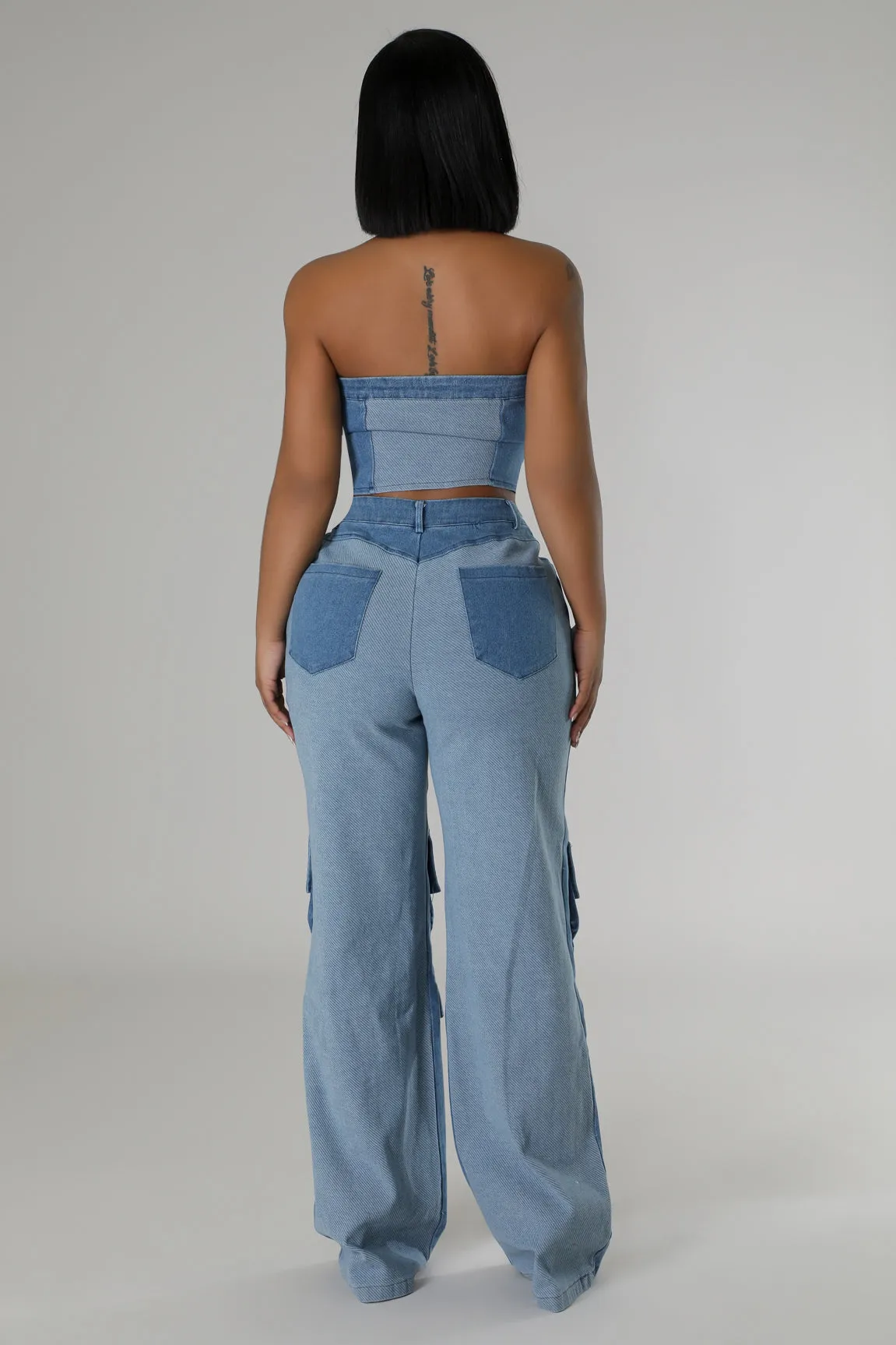 Denim Charm Pant Set