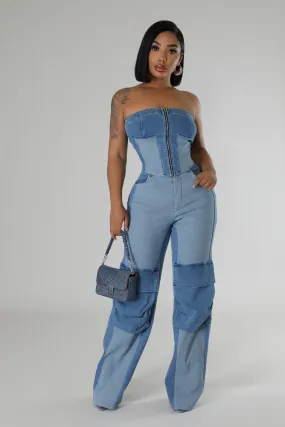 Denim Charm Pant Set