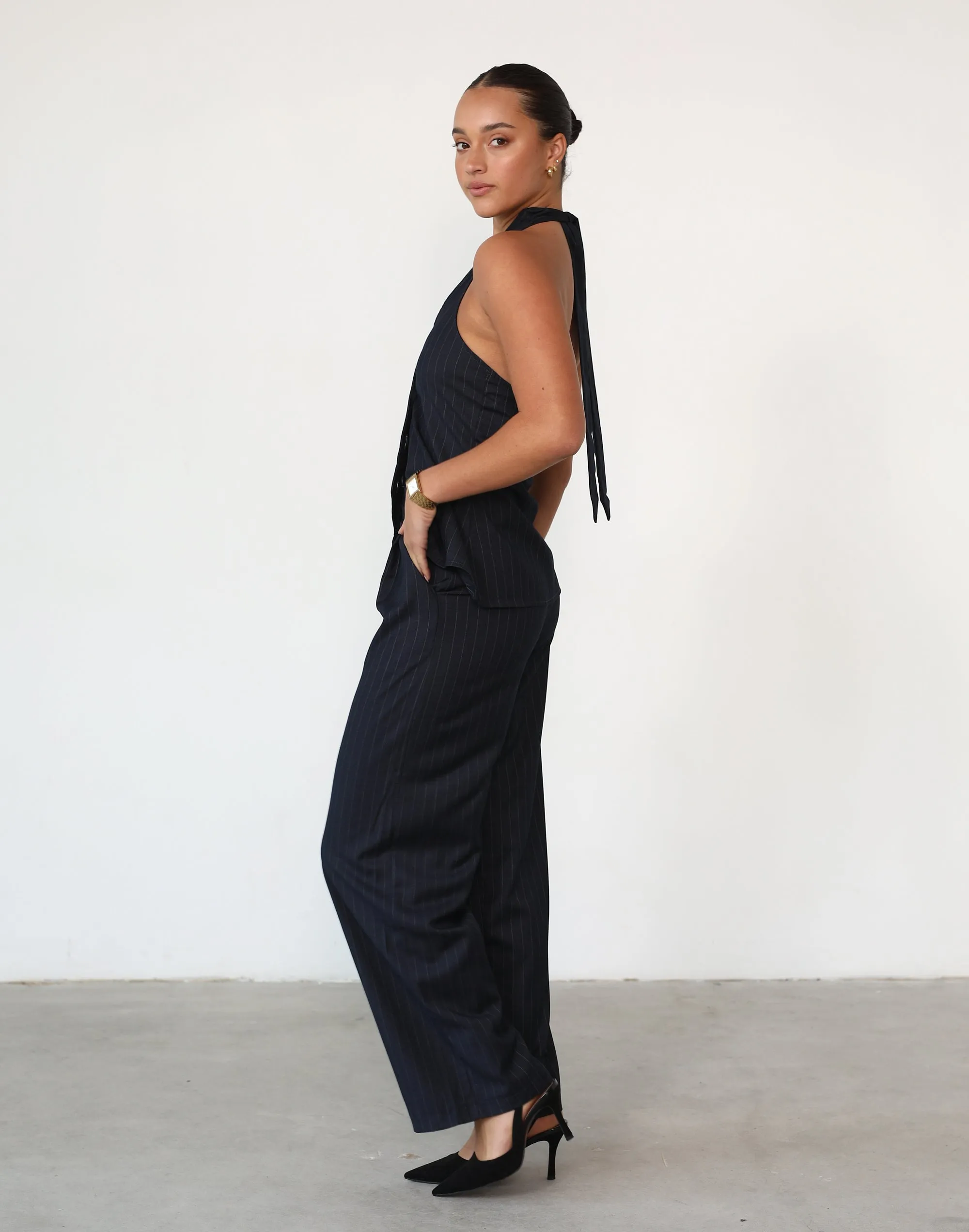 Devyn Pants (Navy Pinstripe)