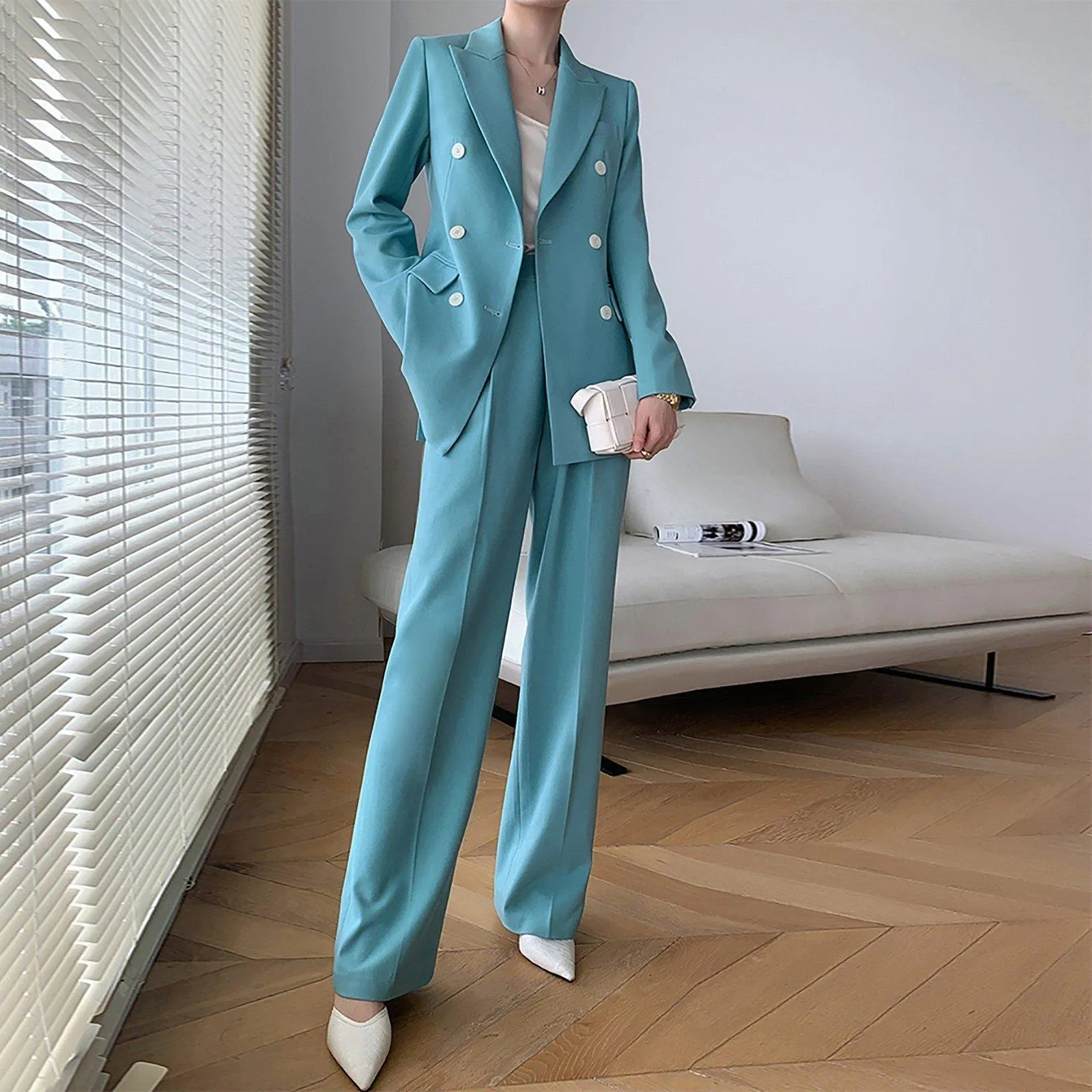 Double Breasted Blazer & Pants Two-Piece Set