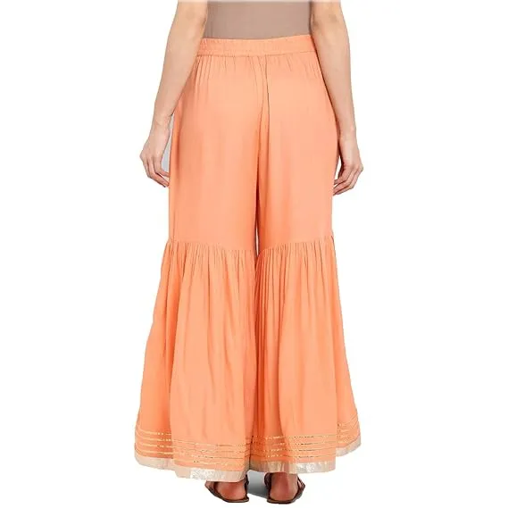 Fabulous Peach Color Color Fancy Palazzo Pants