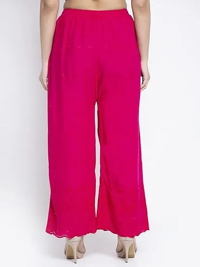 Fabulous Pink Palazzo Pants With Embroidery