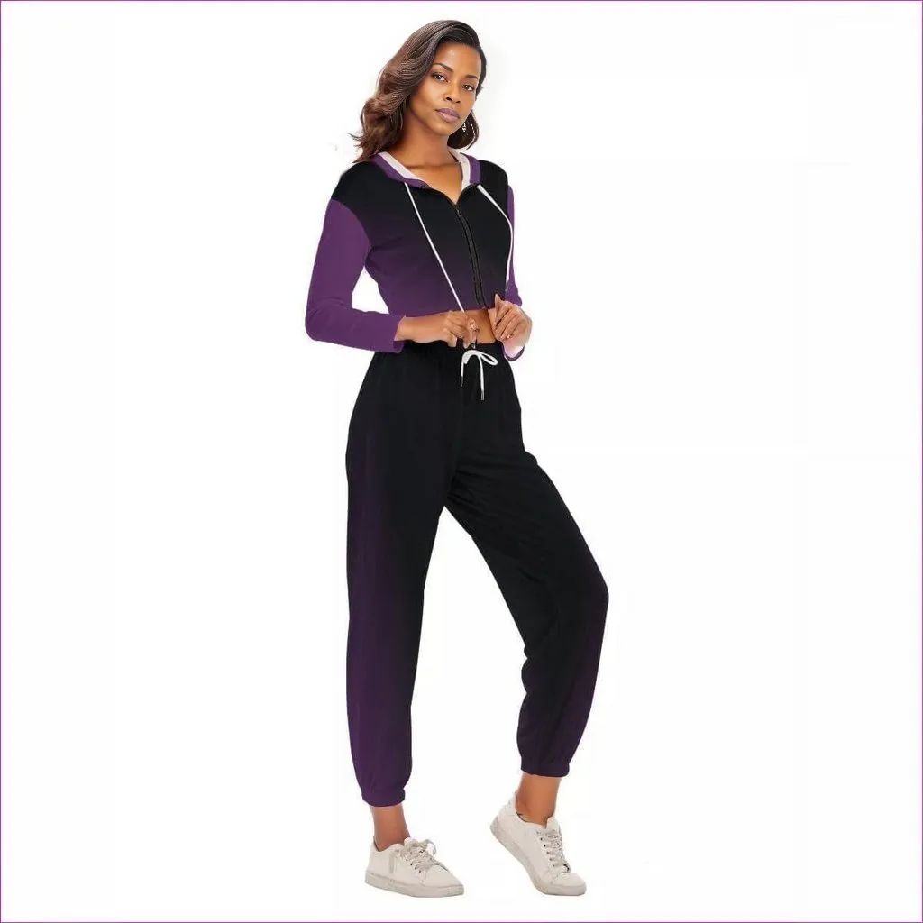 Fade Womens Crop Hoodie Sports Set