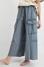 Faded Navy Wide Leg Pants