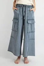 Faded Navy Wide Leg Pants