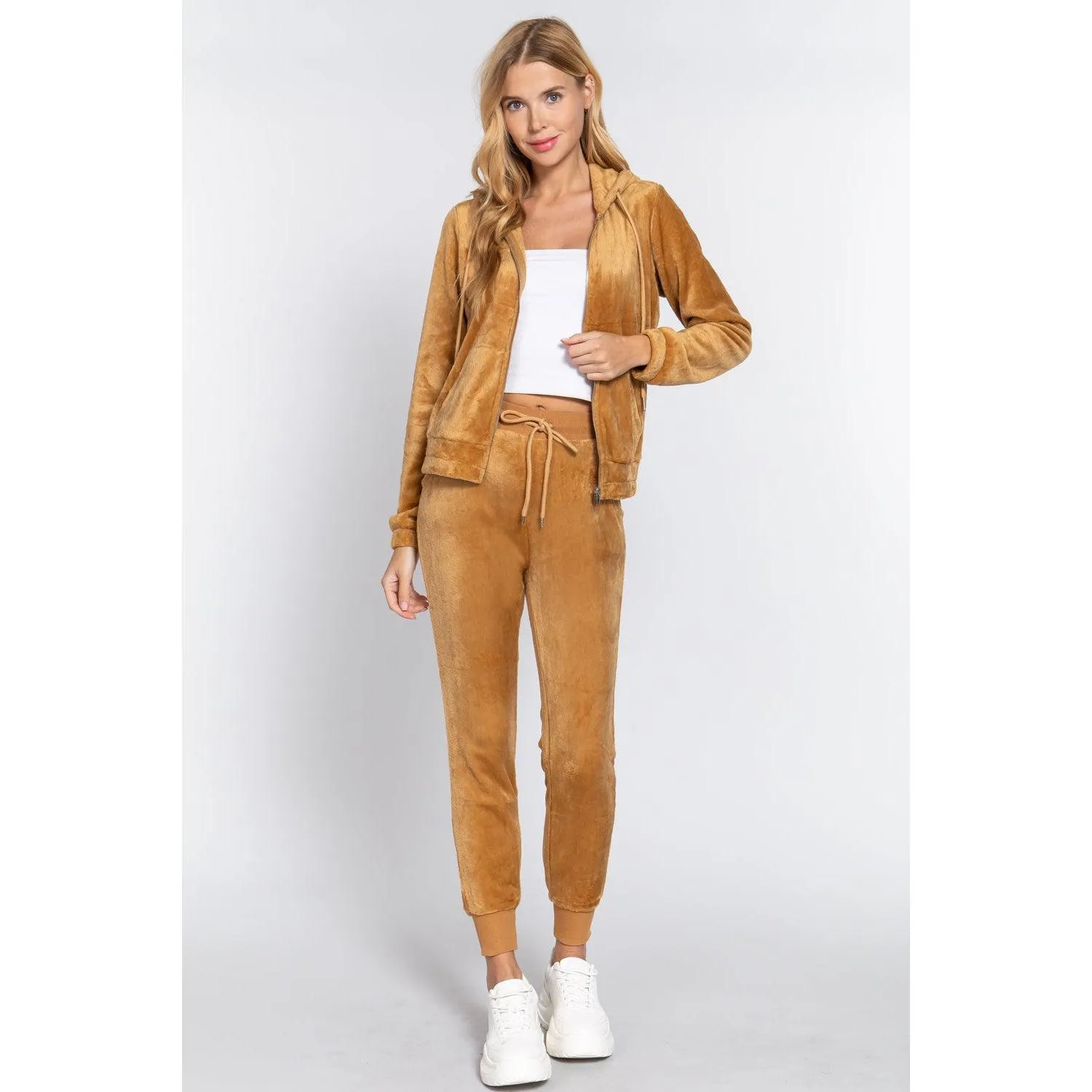 Faux Fur Jacket & Jogger Pants Set