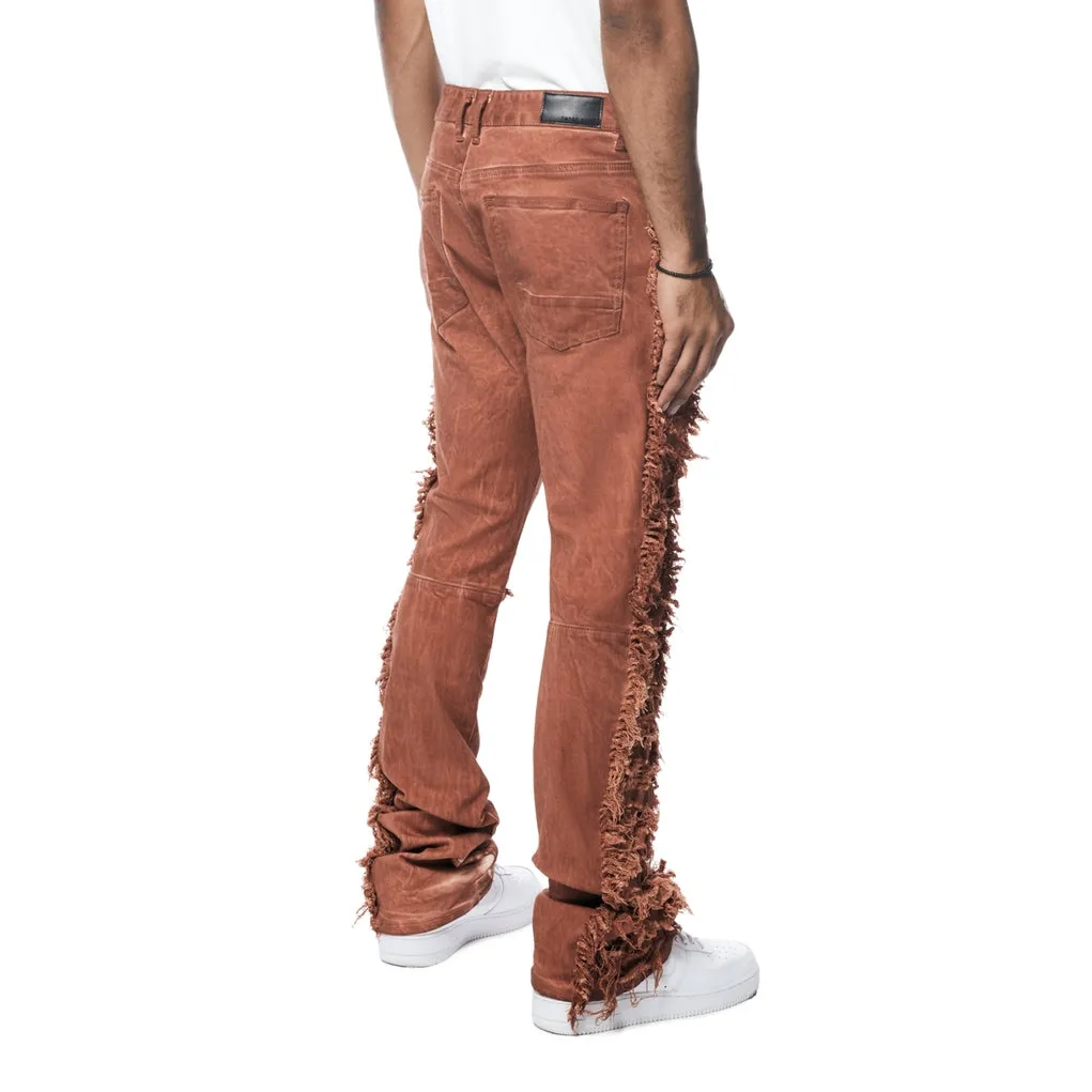 Frayed Stacked Pigment Dyed Pants - Rust